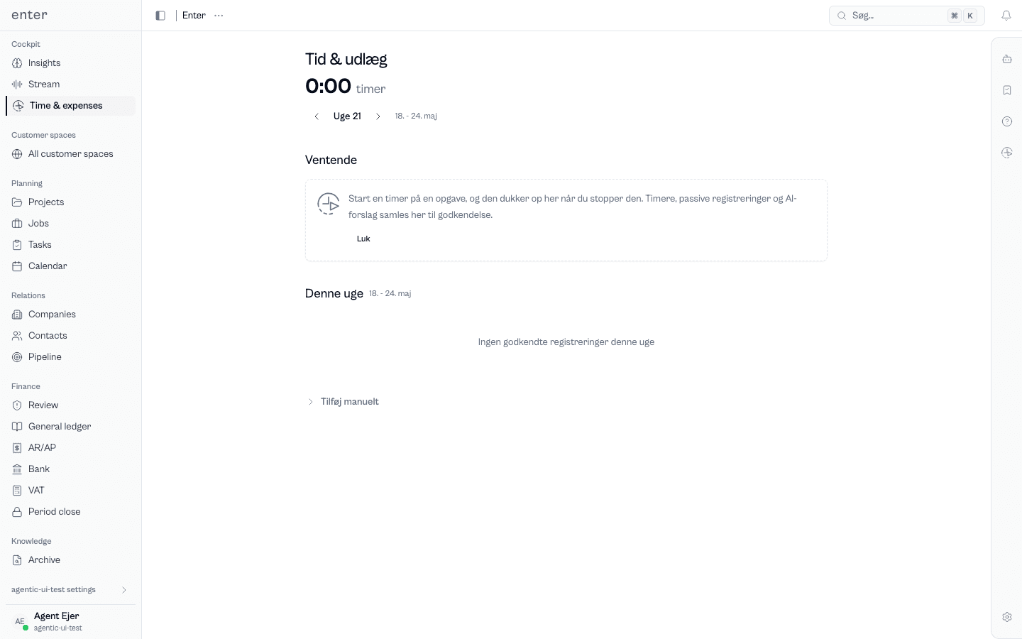 Time tracking and expense overview